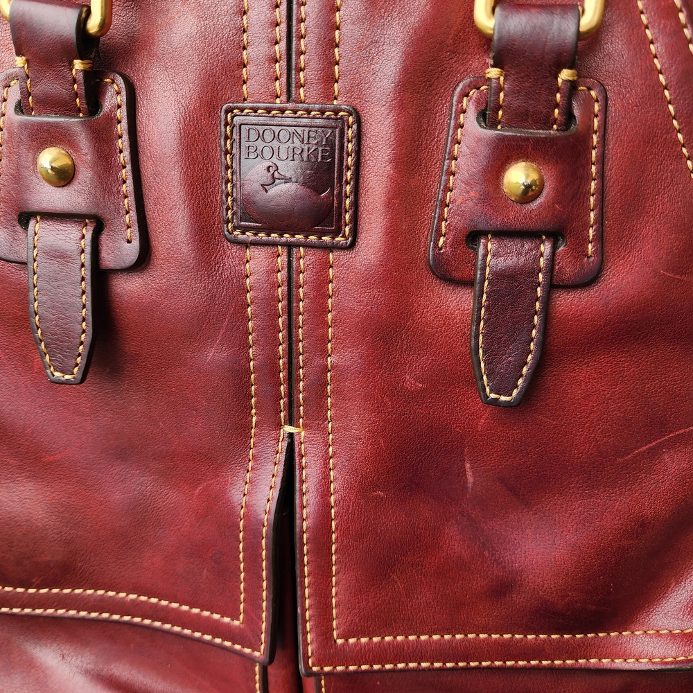 Dooney & Burke Florentine Clayton Burgundy Leather Handbag - Picture 3 of 16